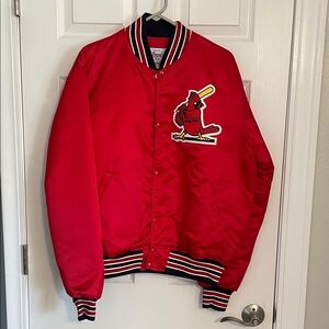 STARTER Red Bomber Jacket with Cardinal Patch